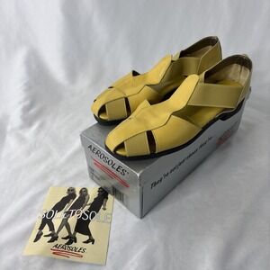 Women's‎ AEROSOLES 4Give Casual Sandals SIZE 8B Lemon Leather Yellow